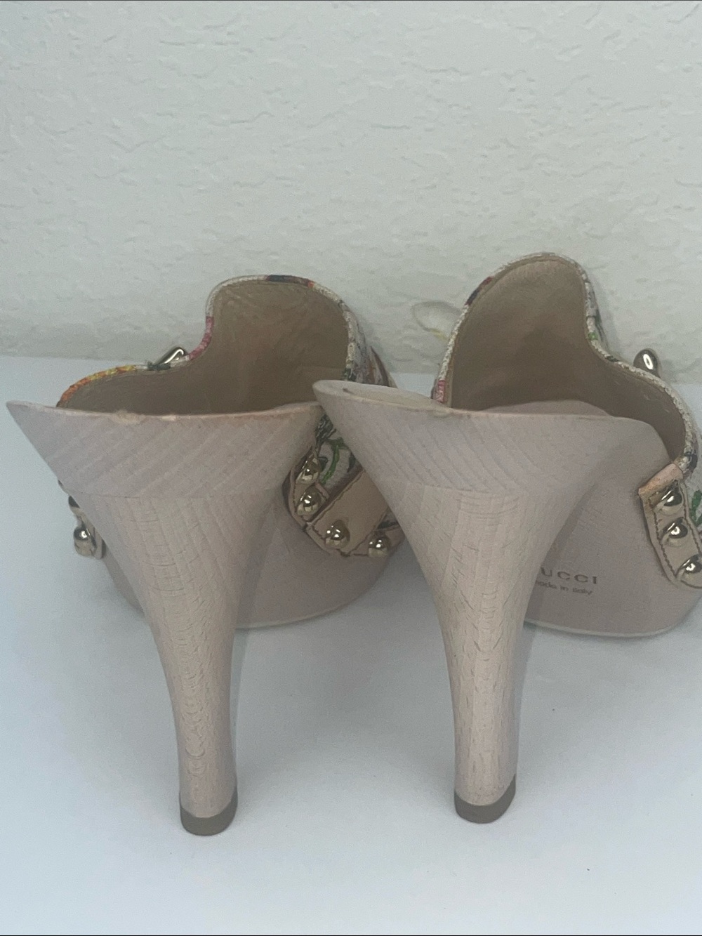 Authentic Gucci Floral canvas High Heel Mules size 8 - Picture 5 of 8
